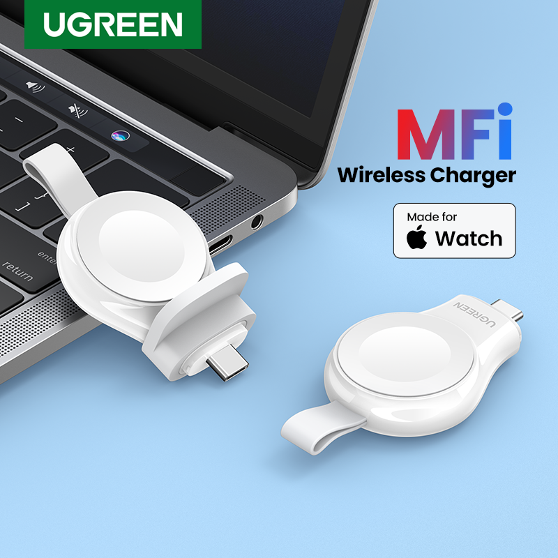 UGREEN MFI Wireless Charger Apple Watch Series 7/6/5/4/3/2/1 Fast Charging USB C Charger Type C-white