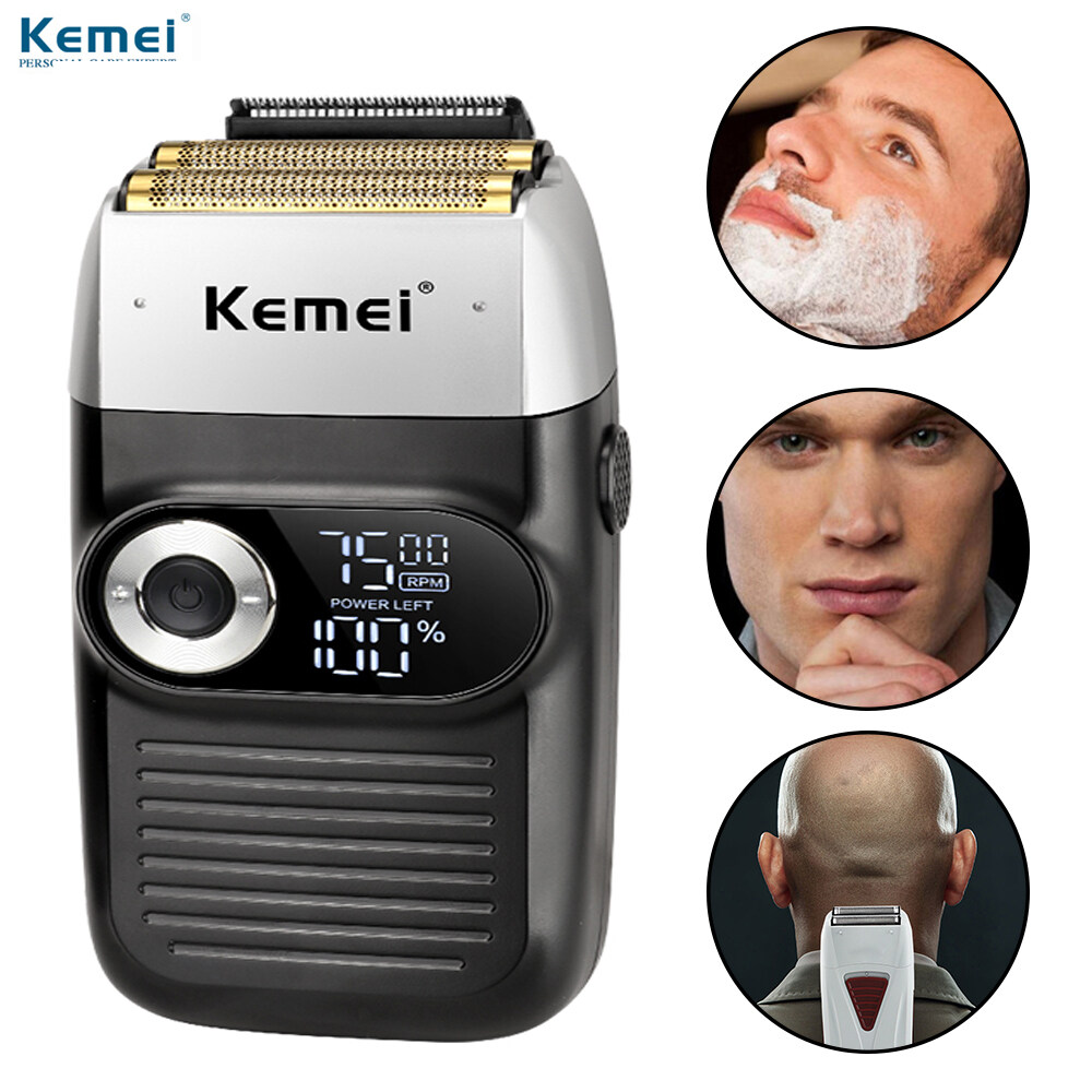 Kemei 2026 2 in 1 Rechargeable Electric Shaver LCD Display Portable Cordless Men Reciprocating Razor Beard 0mm Hair Trimmer