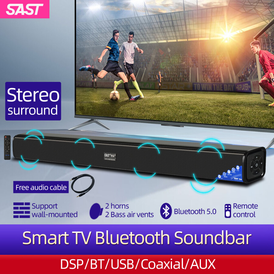 SAST SoundBar for TV Surround Sound System,Smart TV Soundbar with Bluetooth/Coaxial/AUX/USB Connection,Desktop/Wall Mountable