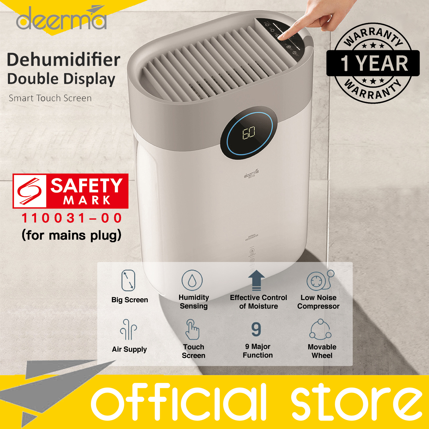 Deerma DT16C 15L Dual Display Multifunctional Smart Screen Purification Air Dehumidifier 24 Hours Appointment