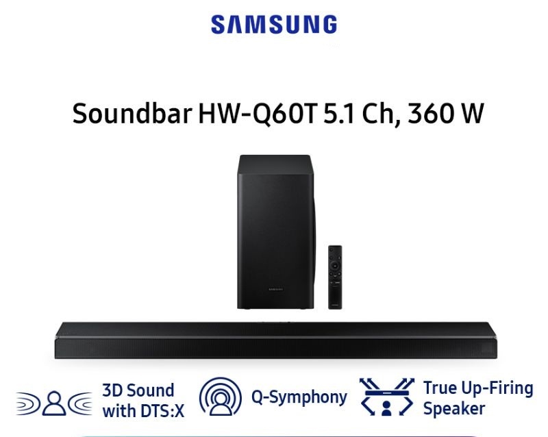 Samsung HW-Q60T 360W 5.1 Ch Bluetooth Soundbar with Subwoofer