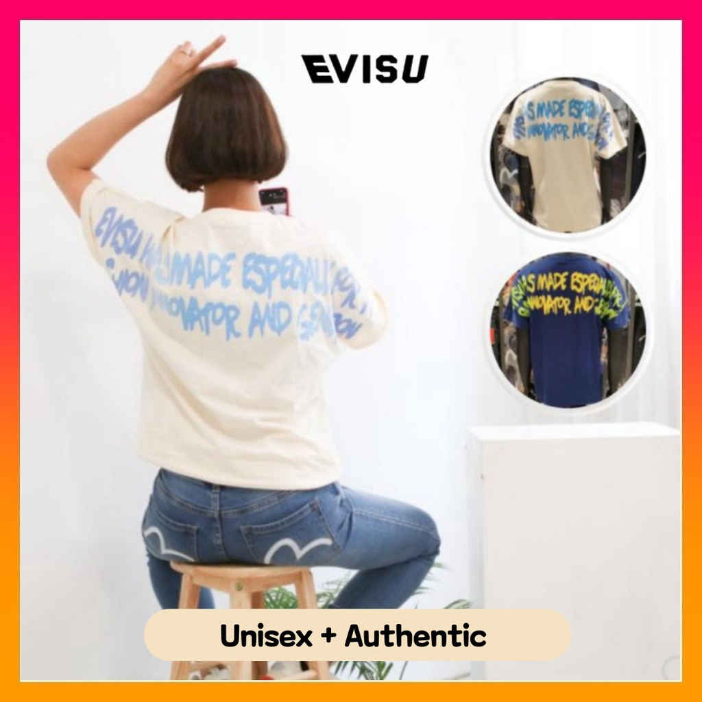 EVISU Drop Shoulder Fit Back Gradation T shirt