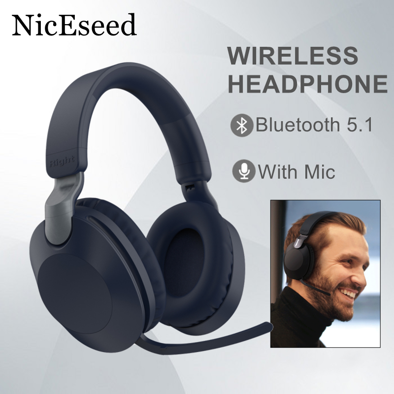 NicEseed Wired+Wireless Dual Mode Headphone Bluetooth Gaming Headset Noise Reduction Earphone With Folding Microphone For PC Mobile Phone