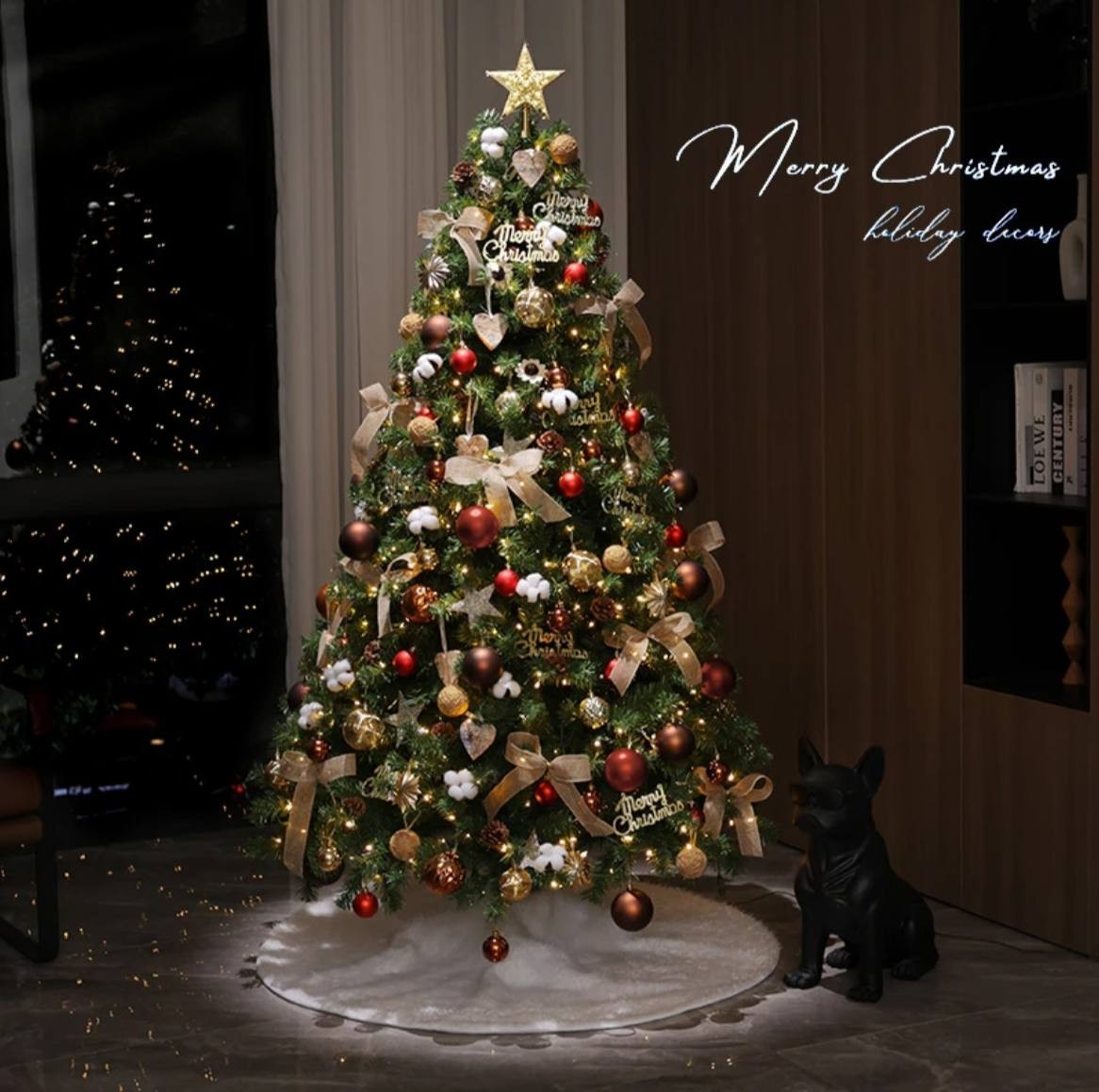 Large Christmas tree decorations, DIY atmospheric scene arrangement, high-end living room ornaments, 2025 new style.